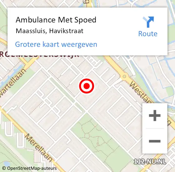 Locatie op kaart van de 112 melding: Ambulance Met Spoed Naar Maassluis, Havikstraat op 31 augustus 2019 17:57