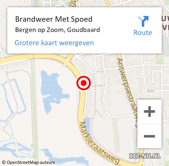 Locatie op kaart van de 112 melding: Brandweer Met Spoed Naar Bergen op Zoom, Goudbaard op 31 augustus 2019 17:59