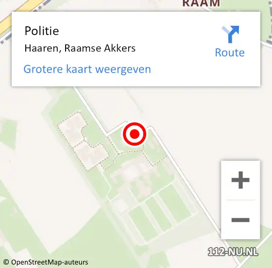 Locatie op kaart van de 112 melding: Politie Haaren, Raamse Akkers op 31 augustus 2019 18:32