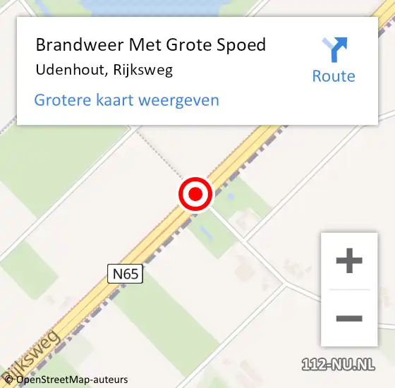 Locatie op kaart van de 112 melding: Brandweer Met Grote Spoed Naar Udenhout, Rijksweg op 31 augustus 2019 18:46