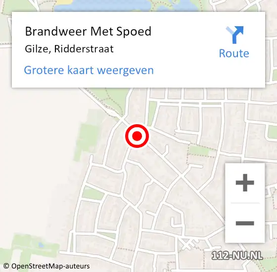 Locatie op kaart van de 112 melding: Brandweer Met Spoed Naar Gilze, Ridderstraat op 31 augustus 2019 19:31