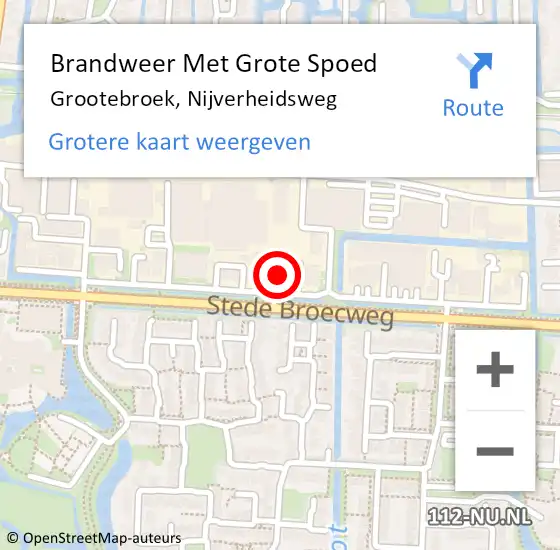 Locatie op kaart van de 112 melding: Brandweer Met Grote Spoed Naar Grootebroek, Nijverheidsweg op 12 april 2014 11:54