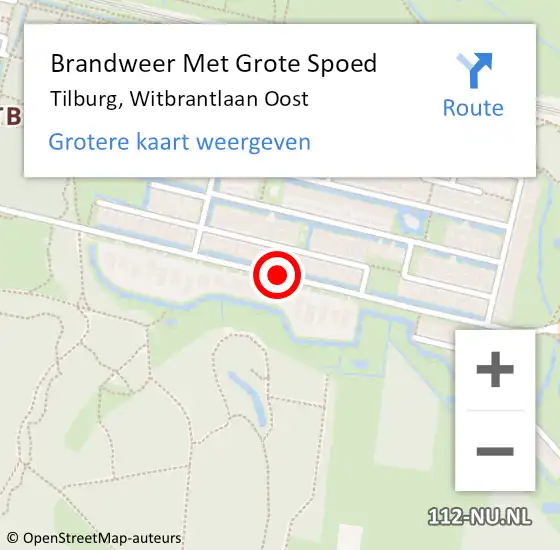 Locatie op kaart van de 112 melding: Brandweer Met Grote Spoed Naar Tilburg, Witbrantlaan Oost op 31 augustus 2019 20:16