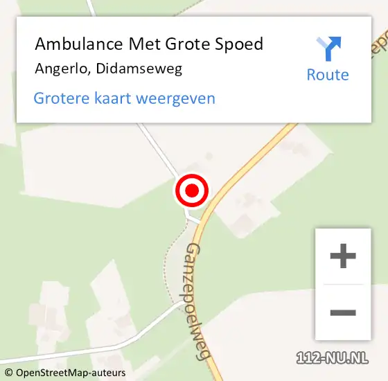 Locatie op kaart van de 112 melding: Ambulance Met Grote Spoed Naar Angerlo, Didamseweg op 12 april 2014 11:55