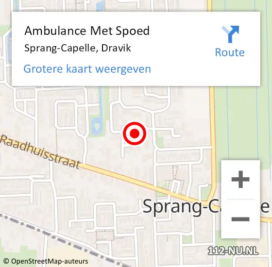 Locatie op kaart van de 112 melding: Ambulance Met Spoed Naar Sprang-Capelle, Dravik op 31 augustus 2019 20:47