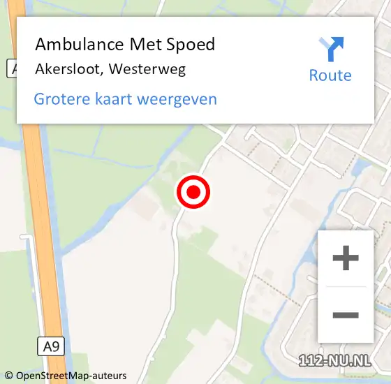 Locatie op kaart van de 112 melding: Ambulance Met Spoed Naar Akersloot, Westerweg op 31 augustus 2019 20:52