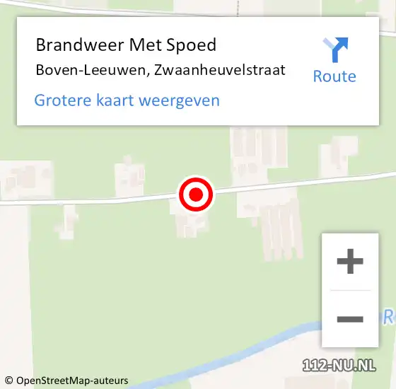 Locatie op kaart van de 112 melding: Brandweer Met Spoed Naar Boven-Leeuwen, Zwaanheuvelstraat op 31 augustus 2019 20:59