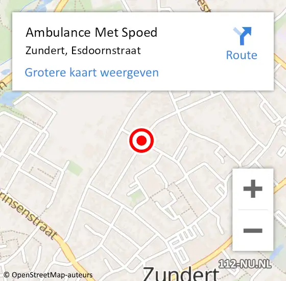 Locatie op kaart van de 112 melding: Ambulance Met Spoed Naar Zundert, Esdoornstraat op 31 augustus 2019 21:03