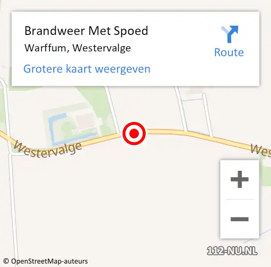 Locatie op kaart van de 112 melding: Brandweer Met Spoed Naar Warffum, Westervalge op 31 augustus 2019 21:05