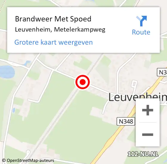 Locatie op kaart van de 112 melding: Brandweer Met Spoed Naar Leuvenheim, Metelerkampweg op 31 augustus 2019 21:10