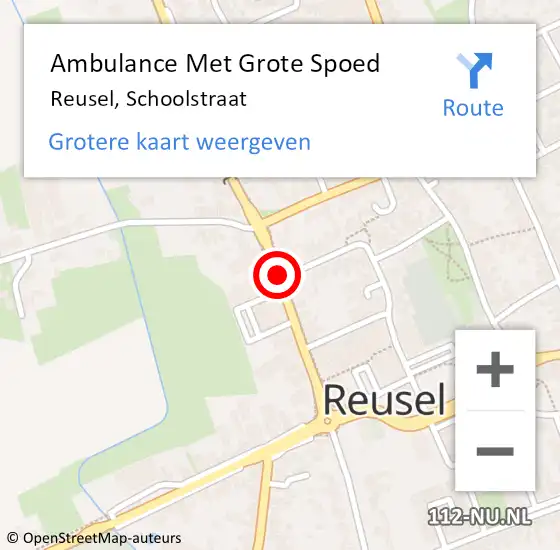 Locatie op kaart van de 112 melding: Ambulance Met Grote Spoed Naar Reusel, Schoolstraat op 31 augustus 2019 21:32