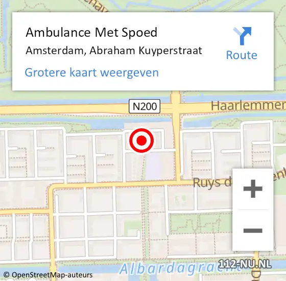 Locatie op kaart van de 112 melding: Ambulance Met Spoed Naar Amsterdam, Abraham Kuyperstraat op 31 augustus 2019 21:35