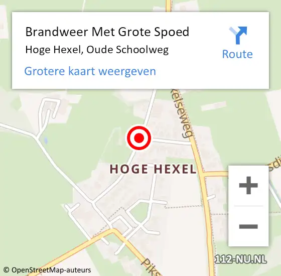 Locatie op kaart van de 112 melding: Brandweer Met Grote Spoed Naar Hoge Hexel, Oude Schoolweg op 31 augustus 2019 21:43