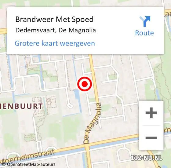 Locatie op kaart van de 112 melding: Brandweer Met Spoed Naar Dedemsvaart, De Magnolia op 31 augustus 2019 22:10