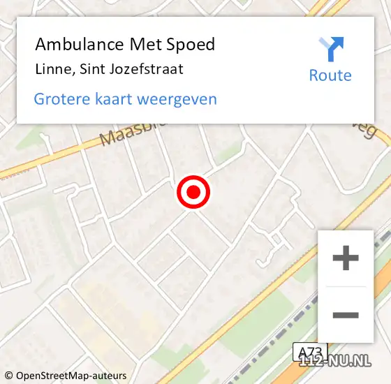 Locatie op kaart van de 112 melding: Ambulance Met Spoed Naar Linne, Sint Jozefstraat op 12 april 2014 12:10