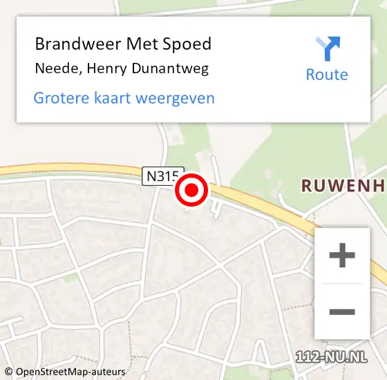 Locatie op kaart van de 112 melding: Brandweer Met Spoed Naar Neede, Henry Dunantweg op 31 augustus 2019 22:51