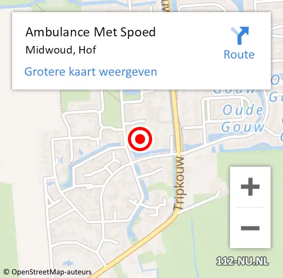 Locatie op kaart van de 112 melding: Ambulance Met Spoed Naar Midwoud, Hof op 31 augustus 2019 22:57