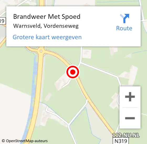 Locatie op kaart van de 112 melding: Brandweer Met Spoed Naar Warnsveld, Vordenseweg op 31 augustus 2019 23:11