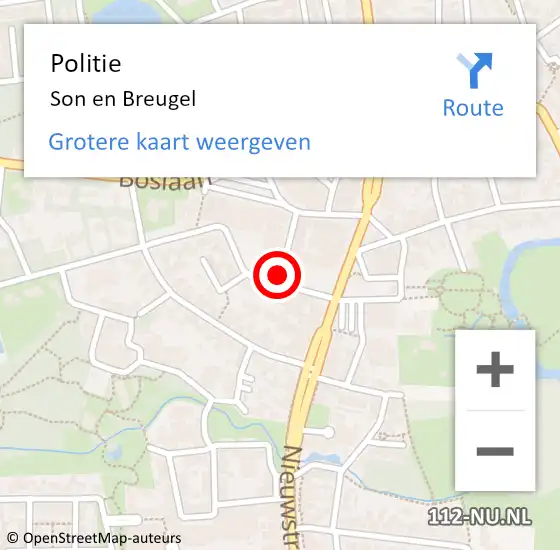 Locatie op kaart van de 112 melding: Politie Son en Breugel op 31 augustus 2019 23:41