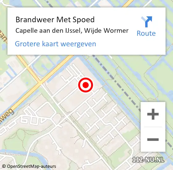 Locatie op kaart van de 112 melding: Brandweer Met Spoed Naar Capelle aan den IJssel, Wijde Wormer op 1 september 2019 00:01
