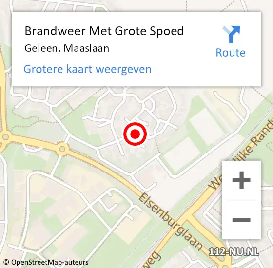 Locatie op kaart van de 112 melding: Brandweer Met Grote Spoed Naar Geleen, Maaslaan op 1 september 2019 01:56