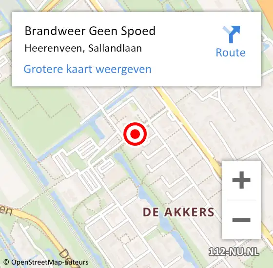 Locatie op kaart van de 112 melding: Brandweer Geen Spoed Naar Heerenveen, Sallandlaan op 1 september 2019 02:26