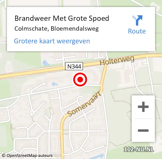 Locatie op kaart van de 112 melding: Brandweer Met Grote Spoed Naar Colmschate, Bloemendalsweg op 28 september 2013 13:46