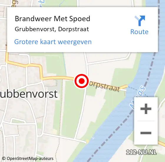 Locatie op kaart van de 112 melding: Brandweer Met Spoed Naar Grubbenvorst, Dorpstraat op 1 september 2019 04:56