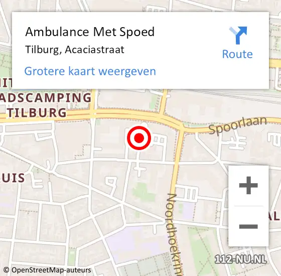 Locatie op kaart van de 112 melding: Ambulance Met Spoed Naar Tilburg, Acaciastraat op 1 september 2019 07:55