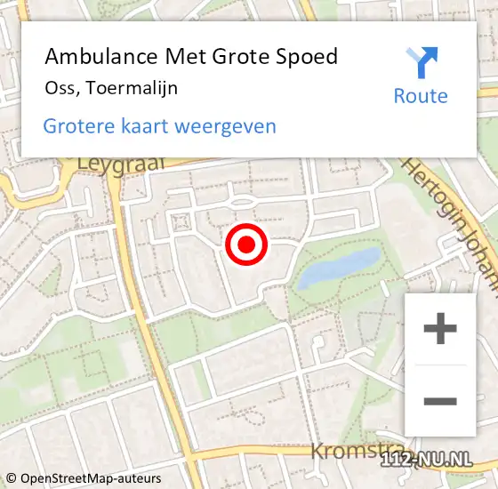 Locatie op kaart van de 112 melding: Ambulance Met Grote Spoed Naar Oss, Toermalijn op 1 september 2019 08:58