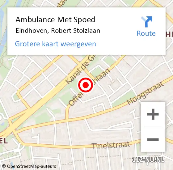Locatie op kaart van de 112 melding: Ambulance Met Spoed Naar Eindhoven, Robert Stolzlaan op 1 september 2019 09:12