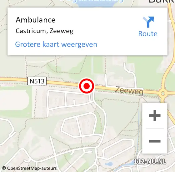Locatie op kaart van de 112 melding: Ambulance Castricum, Zeeweg op 1 september 2019 09:15