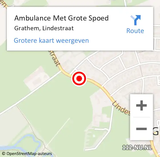 Locatie op kaart van de 112 melding: Ambulance Met Grote Spoed Naar Grathem, Lindestraat op 1 september 2019 09:15