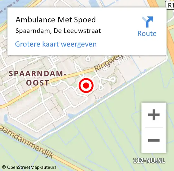 Locatie op kaart van de 112 melding: Ambulance Met Spoed Naar Spaarndam, De Leeuwstraat op 1 september 2019 09:26
