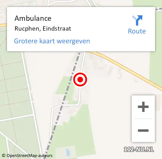 Locatie op kaart van de 112 melding: Ambulance Rucphen, Eindstraat op 1 september 2019 09:53