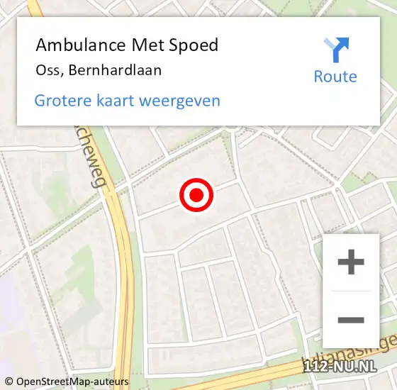 Locatie op kaart van de 112 melding: Ambulance Met Spoed Naar Oss, Bernhardlaan op 1 september 2019 09:57