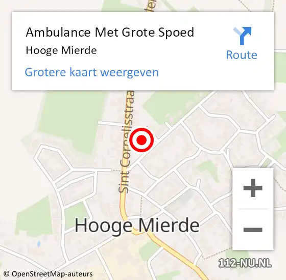 Locatie op kaart van de 112 melding: Ambulance Met Grote Spoed Naar Hooge Mierde op 1 september 2019 09:58