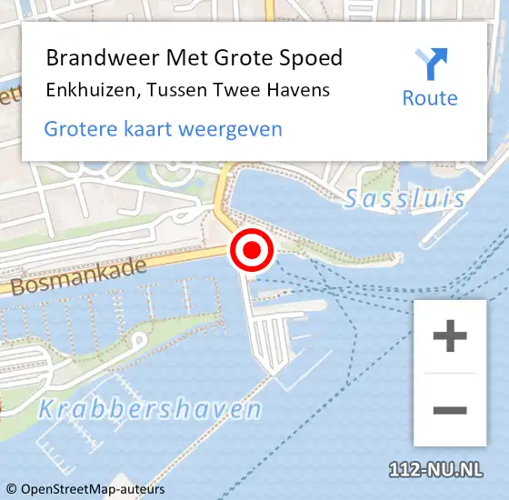 Locatie op kaart van de 112 melding: Brandweer Met Grote Spoed Naar Enkhuizen, Tussen Twee Havens op 1 september 2019 10:08