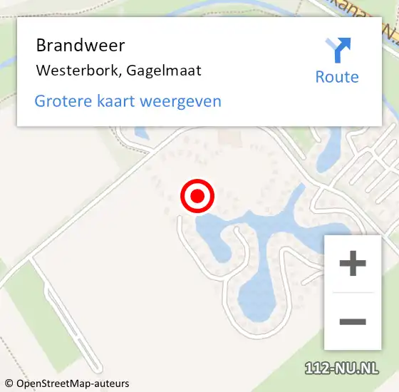 Locatie op kaart van de 112 melding: Brandweer Westerbork, Gagelmaat op 1 september 2019 10:22