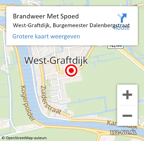 Locatie op kaart van de 112 melding: Brandweer Met Spoed Naar West-Graftdijk, Burgemeester Dalenbergstraat op 1 september 2019 10:26