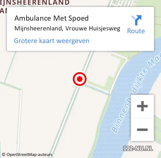 Locatie op kaart van de 112 melding: Ambulance Met Spoed Naar Mijnsheerenland, Vrouwe Huisjesweg op 1 september 2019 11:20