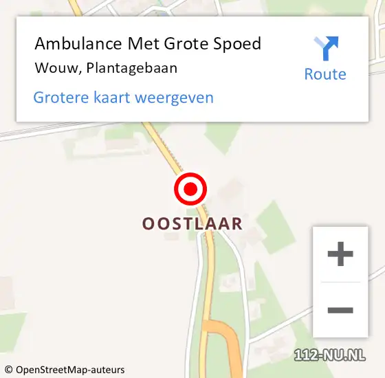 Locatie op kaart van de 112 melding: Ambulance Met Grote Spoed Naar Wouw, Plantagebaan op 1 september 2019 11:54