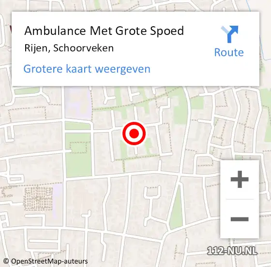 Locatie op kaart van de 112 melding: Ambulance Met Grote Spoed Naar Rijen, Schoorveken op 1 september 2019 12:36