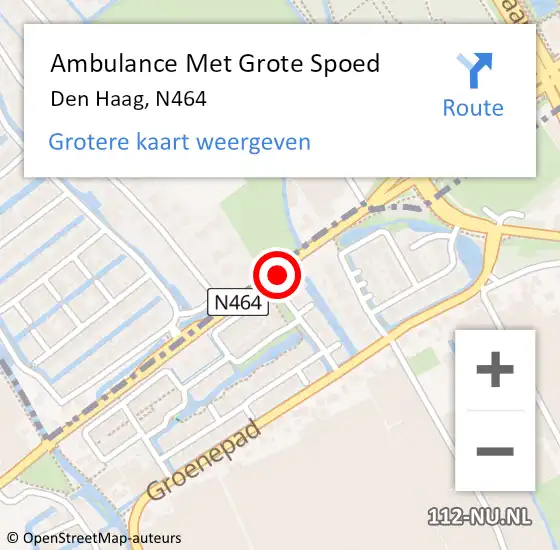 Locatie op kaart van de 112 melding: Ambulance Met Grote Spoed Naar Den Haag, N464 op 1 september 2019 13:09