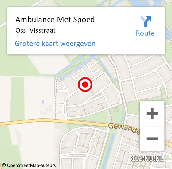 Locatie op kaart van de 112 melding: Ambulance Met Spoed Naar Oss, Visstraat op 1 september 2019 14:03