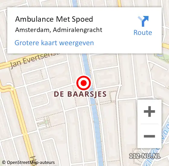 Locatie op kaart van de 112 melding: Ambulance Met Spoed Naar Amsterdam, Admiralengracht op 1 september 2019 14:13
