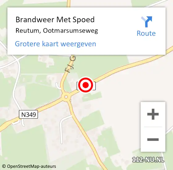 Locatie op kaart van de 112 melding: Brandweer Met Spoed Naar Reutum, Ootmarsumseweg op 1 september 2019 14:57