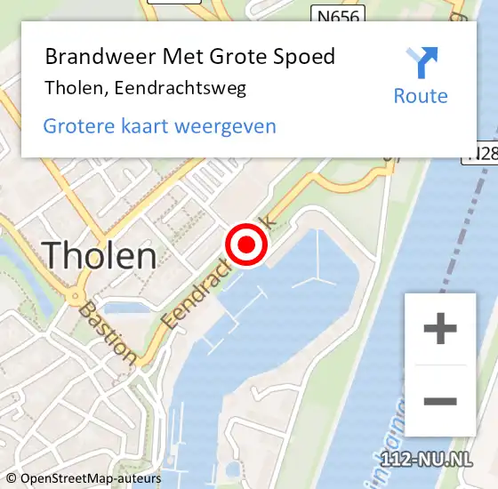 Locatie op kaart van de 112 melding: Brandweer Met Grote Spoed Naar Tholen, Eendrachtsweg op 1 september 2019 15:23