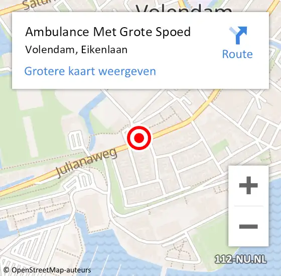 Locatie op kaart van de 112 melding: Ambulance Met Grote Spoed Naar Volendam, Eikenlaan op 12 april 2014 13:17