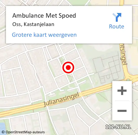 Locatie op kaart van de 112 melding: Ambulance Met Spoed Naar Oss, Kastanjelaan op 1 september 2019 16:38